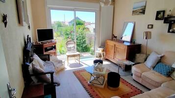 Télévision, lecteur de DVD, livres