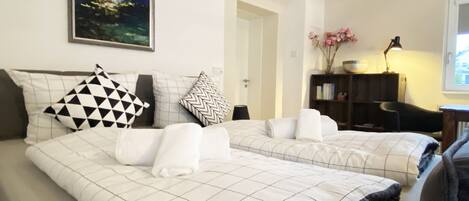 1 غرفة نوم ومكواة/لوح كي وواي فاي مجانًا وملاءات أسرّة