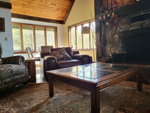 Smart TV, fireplace, video games, books