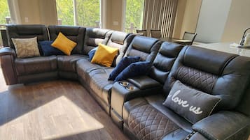 TV, fireplace, video games, DVD player