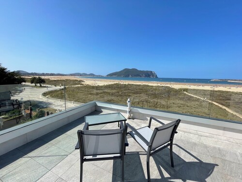 Panoramic view of the sea, located directly on the beach