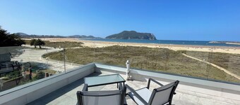 Panoramic view of the sea, located directly on the beach