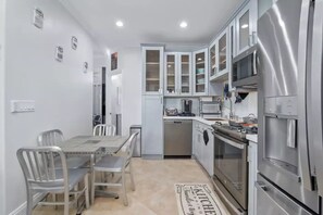 Fridge, microwave, oven, toaster