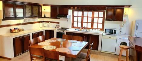 Microondas, horno, lavavajillas y cafetera y tetera