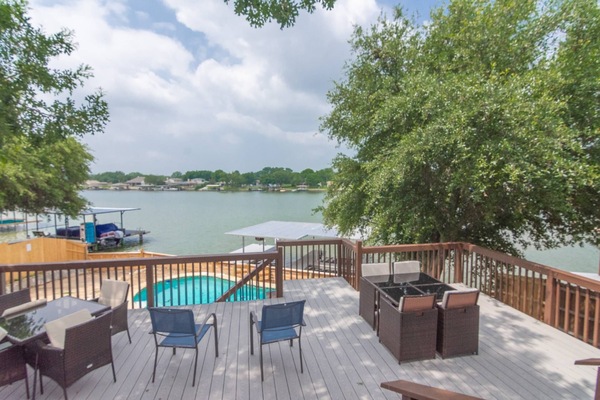 Outside Deck and Sitting Area with Lake Views