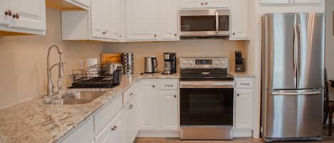 Fridge, microwave, oven, toaster