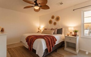 1 bedroom, desk, WiFi, bed sheets