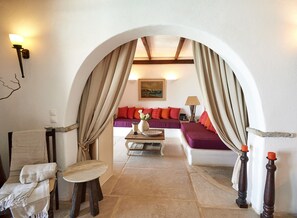 Smart TV, fireplace, books, stereo