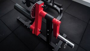 Un gimnasio con banca y una estructura para sentadillas.