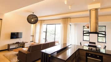 Lägenhet - 1 sovrum | Eget kök | Stort kylskåp, mikrovågsugn, ugn och spishäll