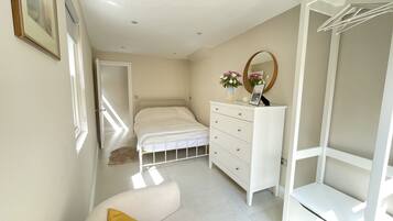 1 bedroom, desk, iron/ironing board, travel cot