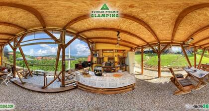 Yellow bungalow Bosnian pyramid glamping