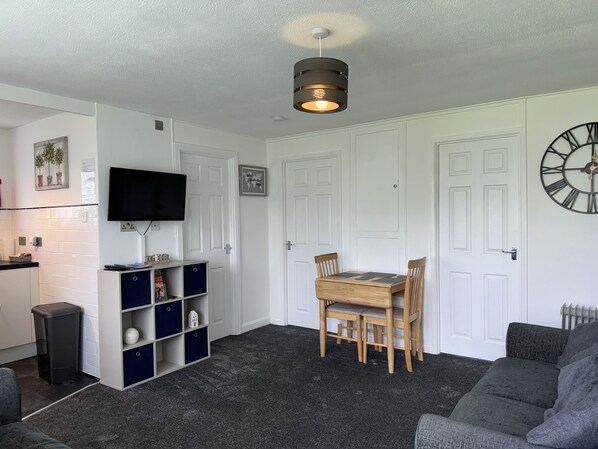 Smart TV, DVD player, books