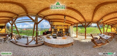 Pink bungalow Bosnian pyramid glamping