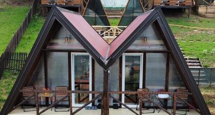 Red bungalow Bosnian pyramid glamping