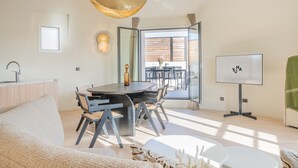 Duplex 2 Bedroom Apartment with terrace - 90m2 | Living area | 43-inch flat-screen TV with satellite channels, TV - Yuna Porte Maillot - ApartHotel (Paris)