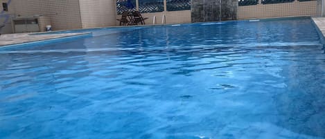 Outdoor pool, pool umbrellas