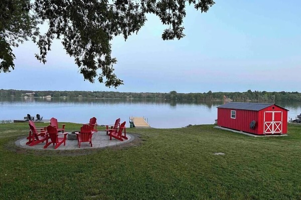 Dedicated ( Red) fire pit for Joyce guest with new dock