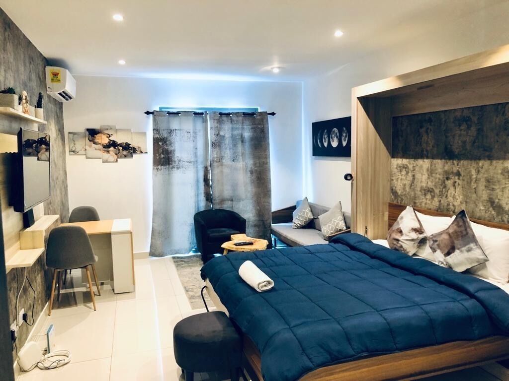 Studio Eksekutif, 1 Tempat Tidur Queen | Ruang kerja ramah laptop, kedap suara, dan setrika/meja setrika