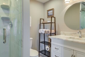 Hair dryer, towels