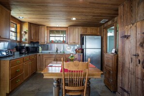 Fridge, microwave, coffee/tea maker, toaster