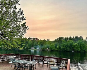 Outdoor dining - New Renovated Farmhouse , On the Hudson River. Close to Lake George & Saratoga  (Lake Luzerne)