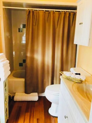 Secador de pelo, toallas, jabón, papel higiénico