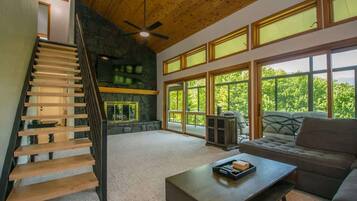 TV, fireplace, video games, books