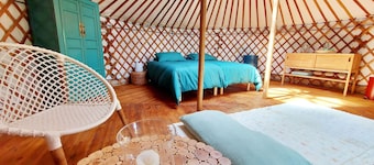 Yurt for 2 Adults & 2 Kids in Serene Nature, Shared Kitchen & Extensive Amenities