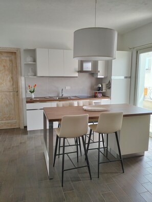 Kühlschrank, Ofen, Herdplatte, Wasserkocher mit Kaffee-/Teezubehör