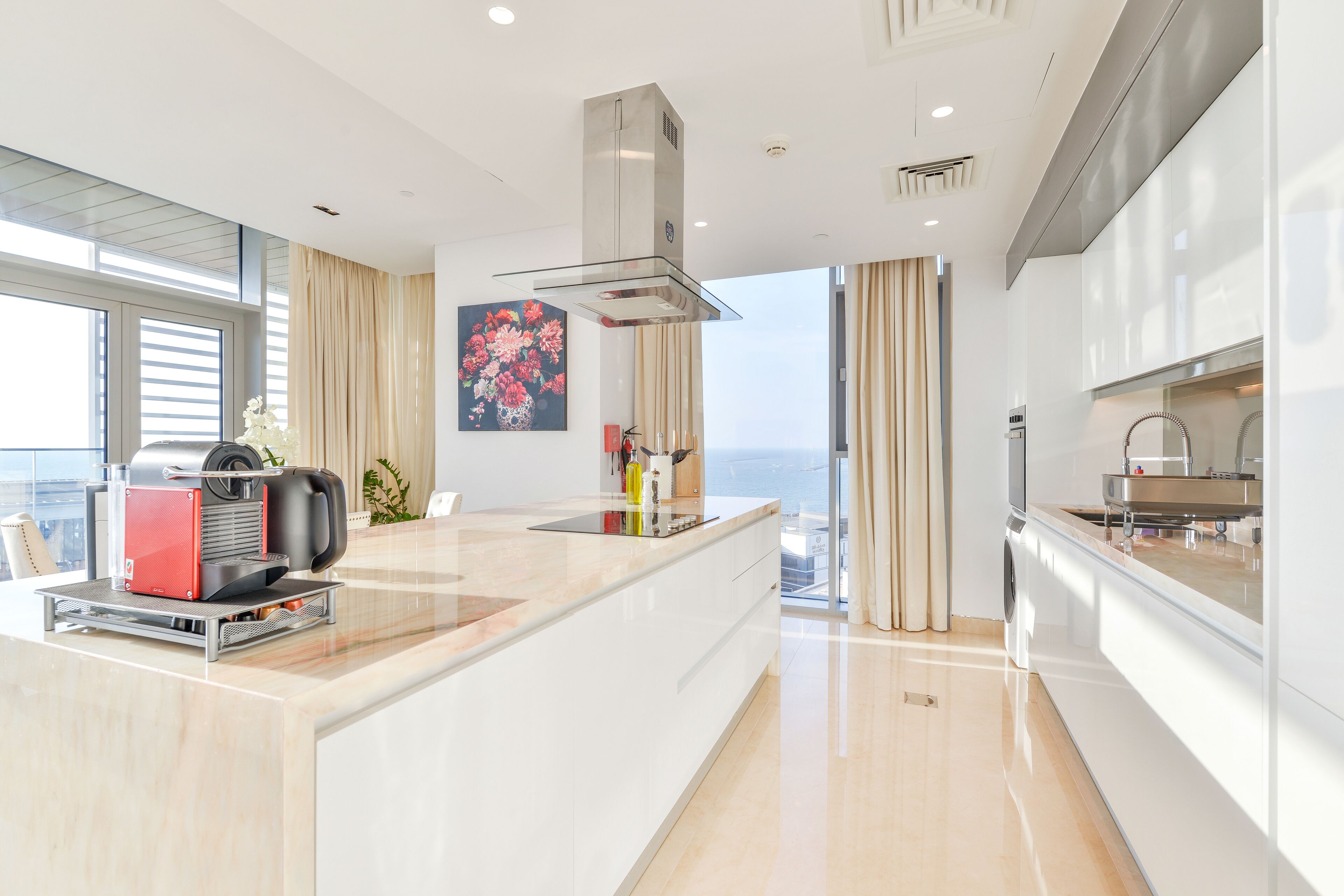 Premium Apartment, 2 Bedrooms, Balcony, Sea View | Private kitchen | Full-sized fridge, microwave, oven, stovetop