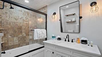 Hair dryer, towels, toilet paper