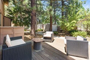 Terrace/patio - FIREWORKS walk to! Walk to LAKE & SLOPES, Gameroom, Close to EVERYTHING (Big Bear City)