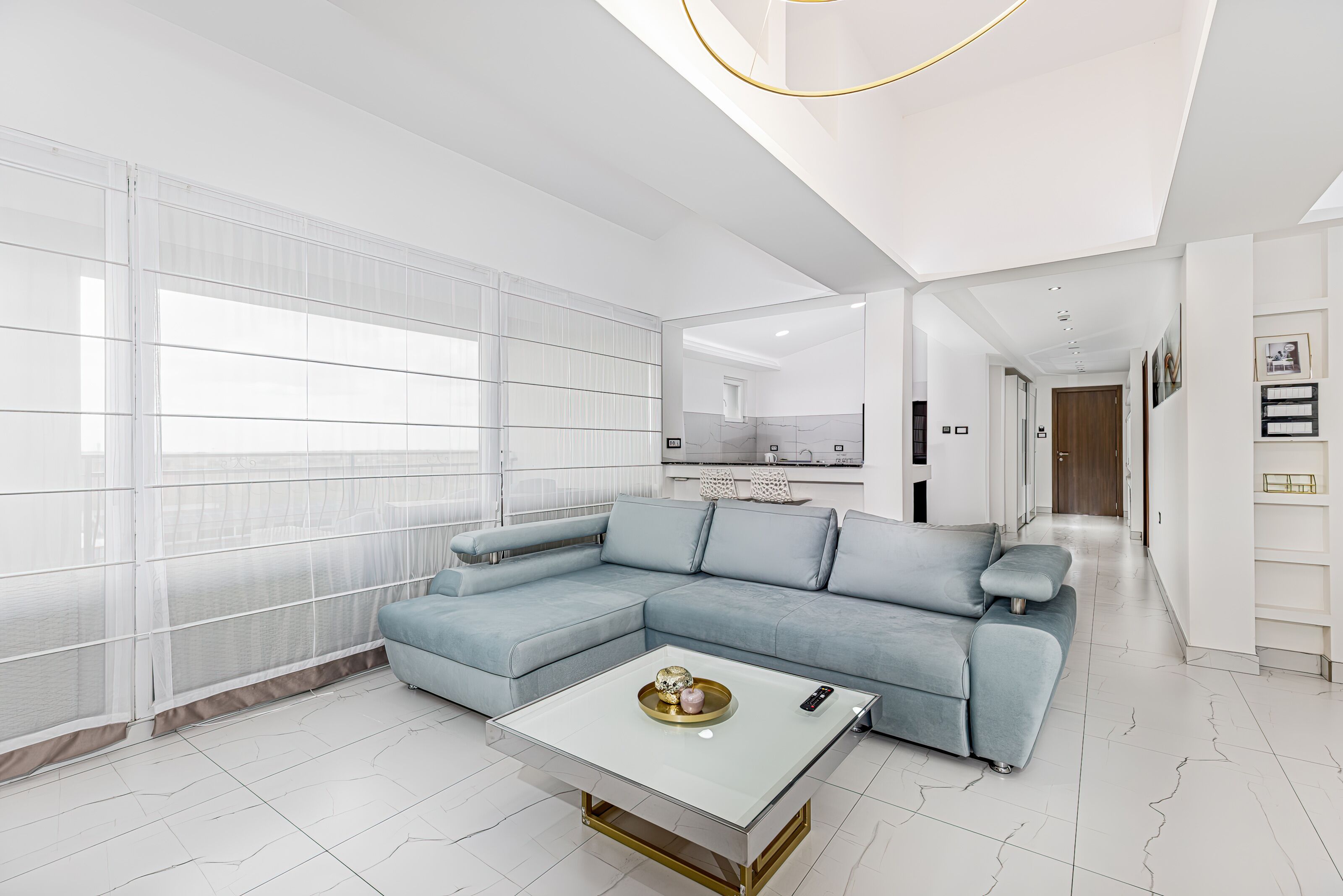 presidential apartment, 1 king bed with sofa bed | living area | smart tv, heated floors, printers