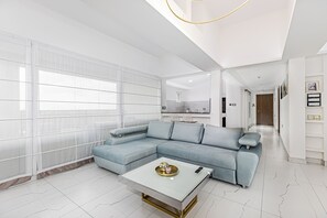 Presidential Apartment, 1 King Bed with Sofa bed | Living area | Smart TV, heated floors, printers - Fors Resort & Spa (Belgrade)