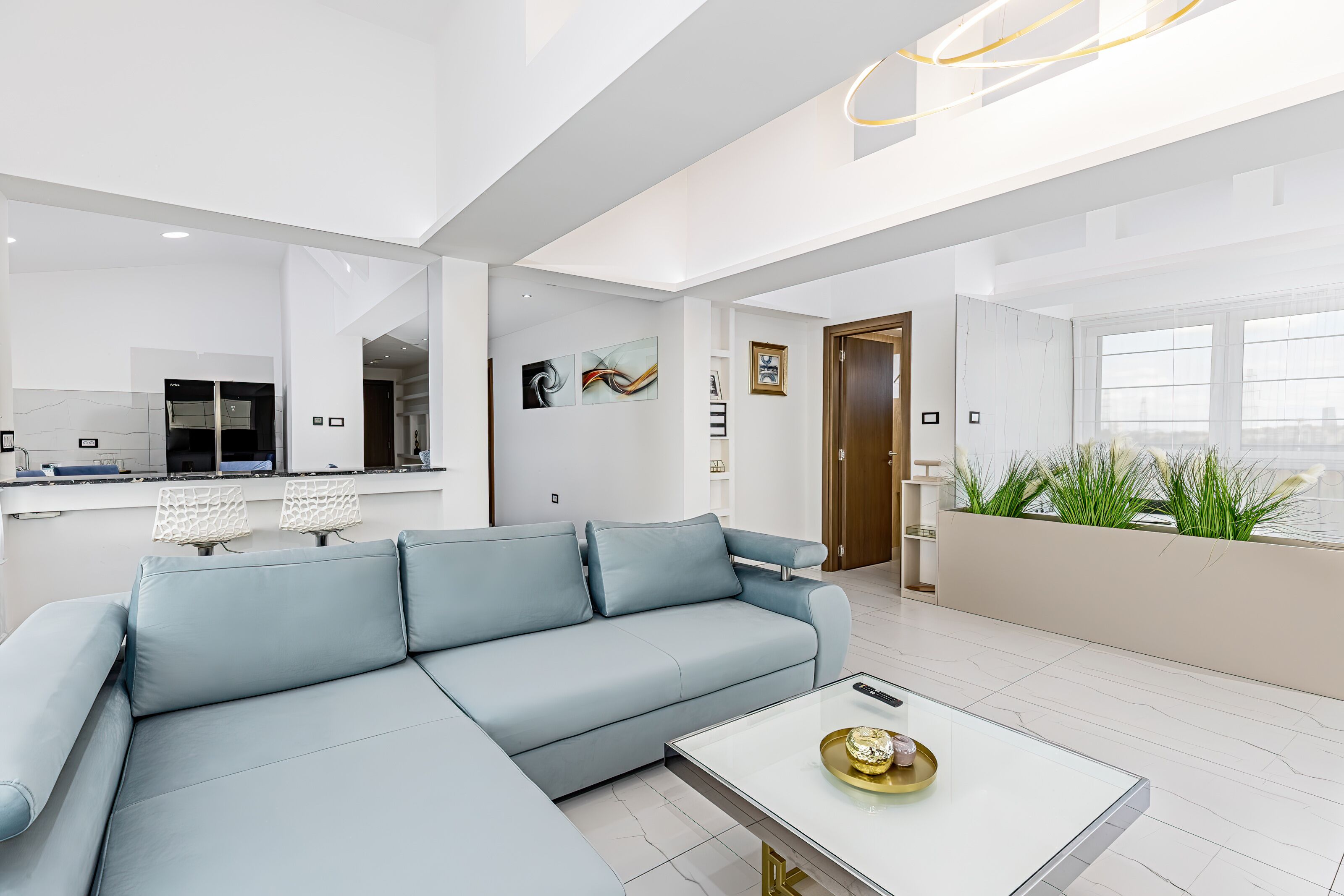 presidential apartment, 1 king bed with sofa bed | living area | smart tv, heated floors, printers