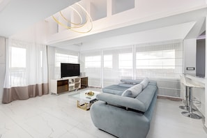 Presidential Apartment, 1 King Bed with Sofa bed | Living area | Smart TV, heated floors, printers - Fors Resort & Spa (Belgrade)