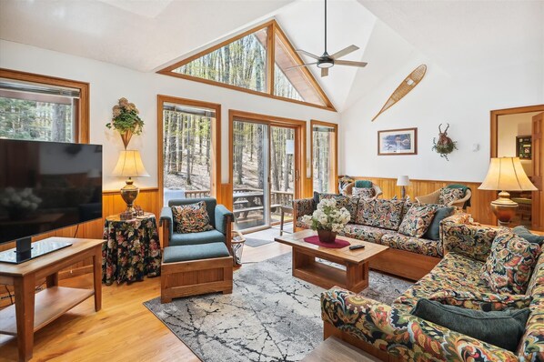 Smart TV, fireplace, DVD player