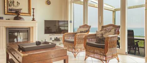 Smart TV, fireplace, DVD player, stereo