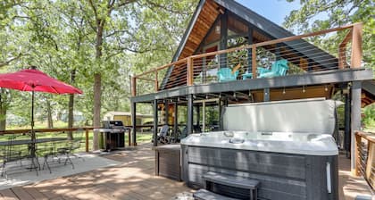 Furnished Deck + Lake Access: Fairland Log Cabin