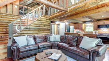 Tv, eldstad, tv-spel och böcker