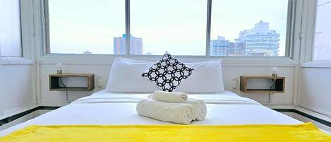 1 bedroom, desk, iron/ironing board, travel cot