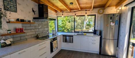 Fridge, microwave, dishwasher, toaster