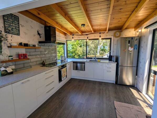 Fridge, microwave, dishwasher, toaster