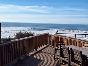 Outdoor dining - Ocean Front Cabin 17 with Remarkable Views – Private Beach (Smith River)