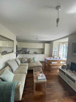 Apartamento básico, 1 cama de casal | Área de estar | TV