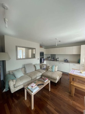基础公寓, 1 张双人床 | 起居区 | 电视