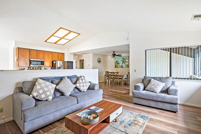 2-story centrally located home with grill, patio, fireplace, streaming, & W/D