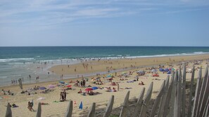 A crowded beach with people sunbathing and swimming. - Lou Parc - Leon - Gîte (LEON)