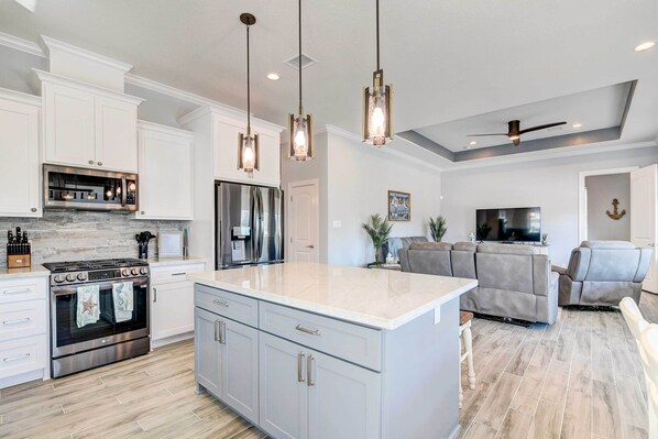 House (4 Bedrooms) | Interior - Private Dock & Patio: Waterfront Galveston Retreat (Galveston)